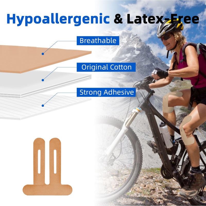[Australia] - IEADEN Precut Kinesiology Tape for Knees, 10 Pcs - Knee Support & Stability, Knee Pain Relief Athletic Tape - Waterproof & Elastic, Breathable Hypoallergenic Latex-Free Tape, Beige 