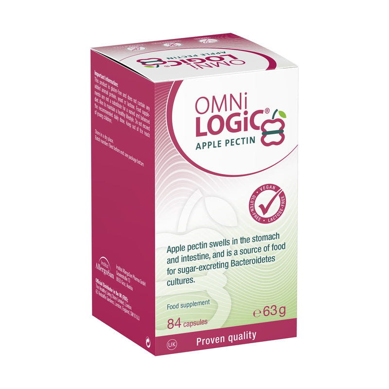 OMNi LOGiC Apple Pectin | Dietary Fibre | Prebiotic to Support a Balanced Intestinal Flora | Natural Apple Pectin: Swells in The Stomach and Intestine | Vegan | Gluten-Free | 84 Capsules Unflavoured 84 count (Pack of 1)