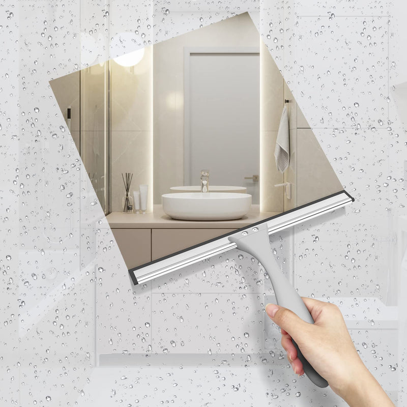 [Australia] - AmazerBath Squeegee for Shower Glass Door, Shower Squeegee for Glass Doors - All-Purpose Squeegee with Hook for Shower Doors, Windows, Mirrors, Tiles and Car Glass - 10 Inches Gray 