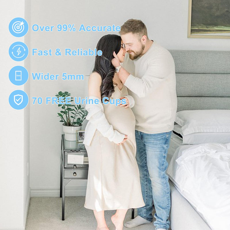 [Australia] - ACCUBIO 50 Ovulation Test Strips and 20 Pregnancy Test Strips Combo Kit, Over 99% Accurate Fertility Test, Sensitive LH and HCG Home Rapid Detection, with 70 Free Urine Collection Cups 