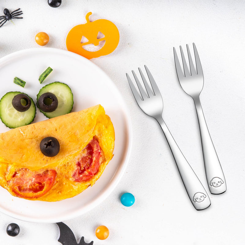 [Australia] - DRKIO Stainless Steel Toddler Forks Set - 12 Pieces Kids Forks Set Children Safe Food Grade Kids Silverware Small Forks Metal Toddler Utensils Dishwasher Safe Mirror Polished 