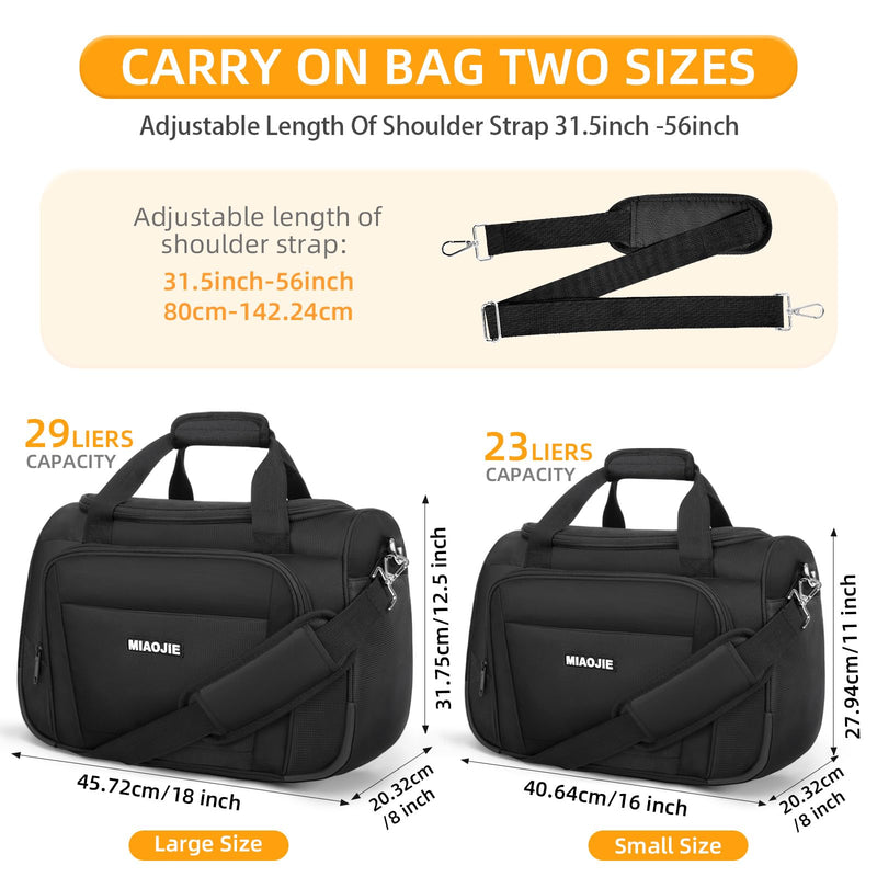 Underseat Carry On Luggage Bag, Lightweight Travel Tote Bag for Travel | Airline Approved Softside Small Personal Item Travel Bag, Bento Bag Overnight Weekender Duffle Bag for Men Women Black -16IN 16IN