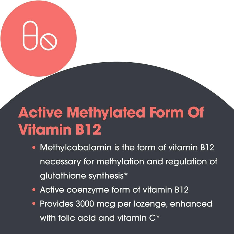 NutriCology B12 Methylcobalamin Bioactive Vitamin B12, 50 Lozenges | Bioactive Methylcobalamin Lozenges for Immune Health and Energy Support, Vegetarian, 50 Servings per Bottle