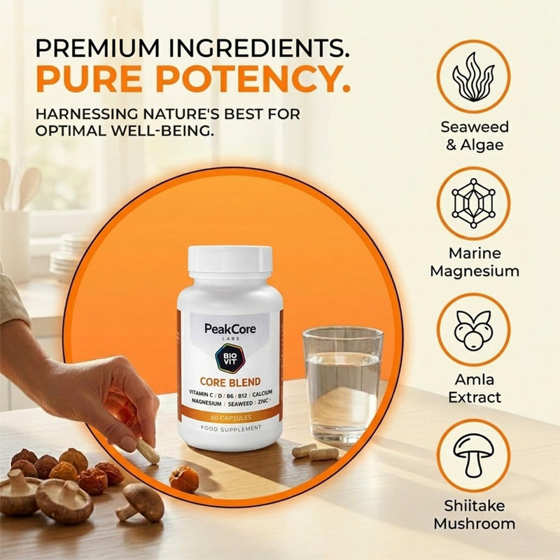 Daily Energy & Nutrient Support – Calcium, Magnesium, Zinc, Iodine & Vitamin D with Plant-Based Extracts – BioVit 100% Natural Source Blend – 60 Capsules