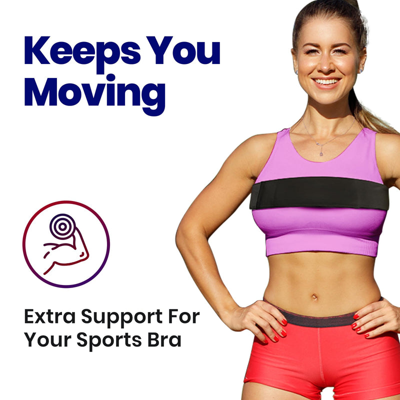[Australia] - Post Op Breast Augmentation Bra Band | Breast Implant Chest Brace For Women | Compression Wrap Post Surgery Bra Belt | No Bounce Stabilizer Strap | Sports Bra Alternative Running (Fits Most) Black 