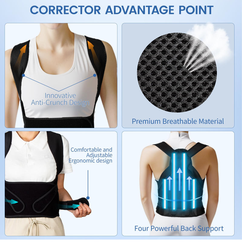 Posture Corrector for Women and Men-Adjustable Back Brace Straightener Upper and Lower Back Pain Relief - Scoliosis, Hunchback, Hump, Thoracic, Spine Corrector (Small) Small