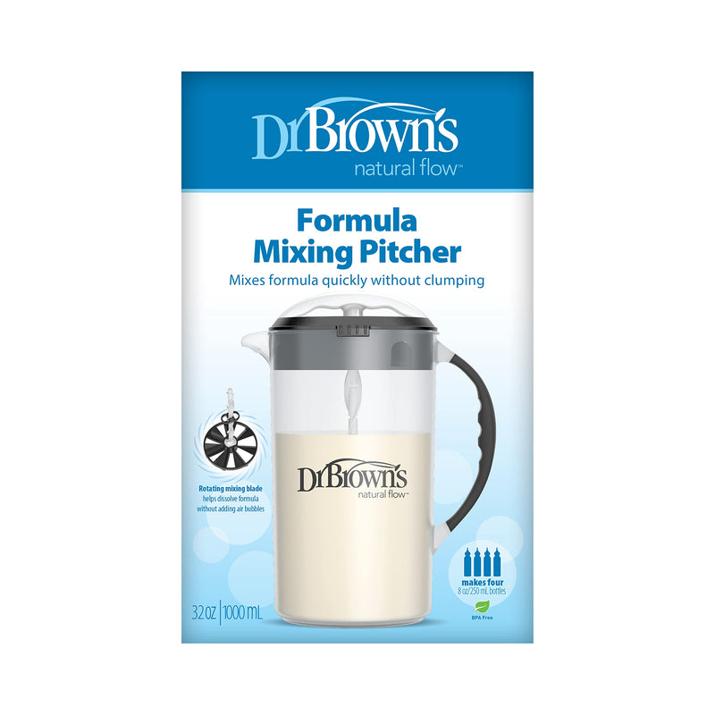 [Australia] - Dr. Brown's Baby Formula Mixing Pitcher with Adjustable Stopper, Locking Lid, & No Drip Spout, 32oz, BPA Free, Black 