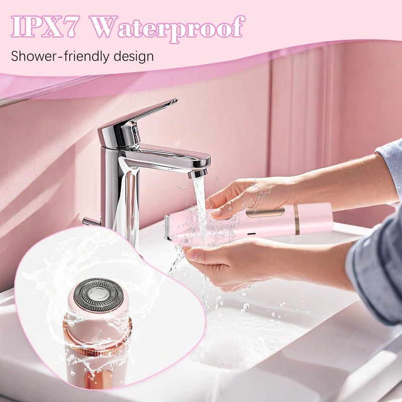 [Australia] - 2 in 1 Women Electric Shaver Dual Head Bikini Trimmer for Women, IPX7 Waterproof Wet & Dry Use Painless Electric Razors for Silk Skin, Bikini Underarm Leg Arm Body Face, Pink 