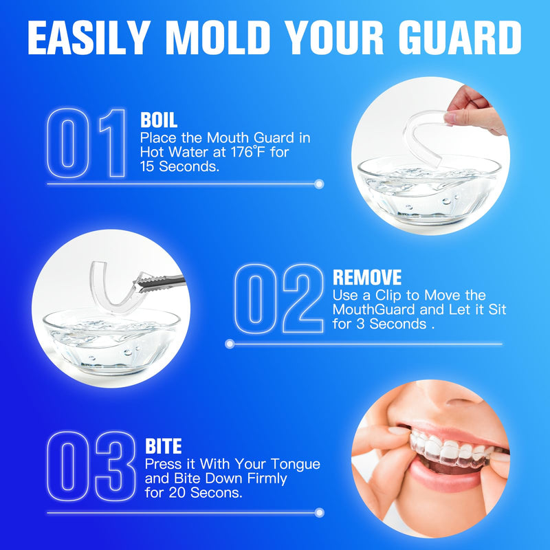 [Australia] - Mouth Guard for Grinding Teeth at Night: 5 Pack Moldable Sleeping Nightguard for Dental Clenching - Custom Protector for Bruxism Adults One Size Fits All 