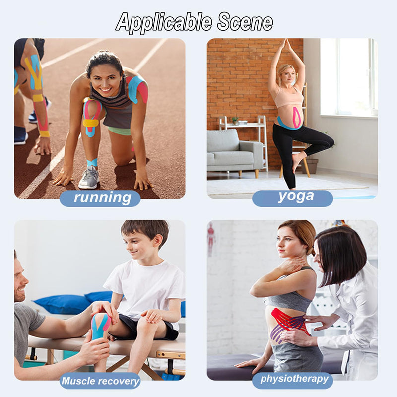 Kinesiology Tape Pro Athletic Sports (3 Rolls,60 Precut Strips) Waterproof Breathable Latex Free Tape for Ankle Wrists Knees Elastic Running Tennis Swimming Football Sports Activities Tapes(Blue) 3 pack Blue