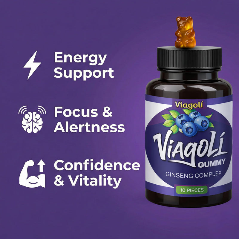 500mg Ginseng Gummies for Men | Stronger | Longer | Energy & Performance | Stamina & Vitality Support | Extra Strength Adaptogen Energy & Focus Formula | Chewable Blueberry Gummies | 10 Pieces