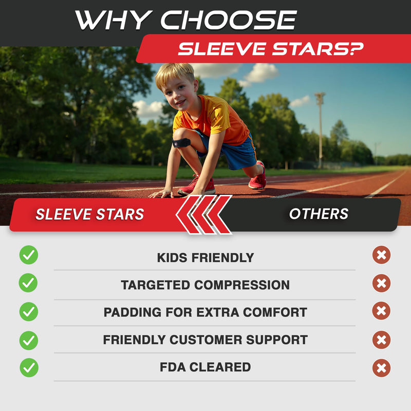 [Australia] - Sleeve Stars Swedish Brand Patellar Tendon Support Strap for Women & Men Effective Osgood Schlatter Knee Brace Youth & Kids Knee Brace with 3 Adjustable Length fits 7"-15" (Single/Black/Kids) Black 1 