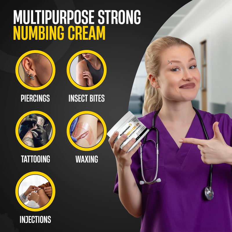 [Australia] - Deep Numbing Cream for Piercing, Injections& Tattoos, Fast Numbing for Waxing, 7 Hours Maximum Strength Painless Numbing Cream for Injections, 8x Numbing with Emu Oil and Arnica. 30ml/1oz 