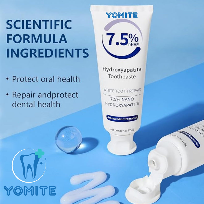 7.5% Nano Hydroxyapatite Toothpaste,Fluoride-Free Hydroxyapatite Toothpaste for Enamel Protection Tooth Strengthening Appropriate for Sensitive Teeth, Fresh Mint Flavor,for Oral Care (2 pcs) 2.12 Ounce (Pack of 2)