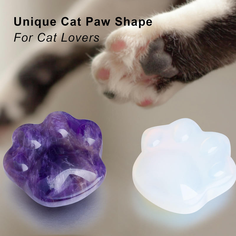 [Australia] - Cat Amethyst Crystals and Healing Stones, Natural Stone for Anxiety Relief, Emotional Balance & Positive Energy, Worry Stones for Stress Relief, Unique Gift for Crystal Cat Lovers Women Men (Amethyst) 