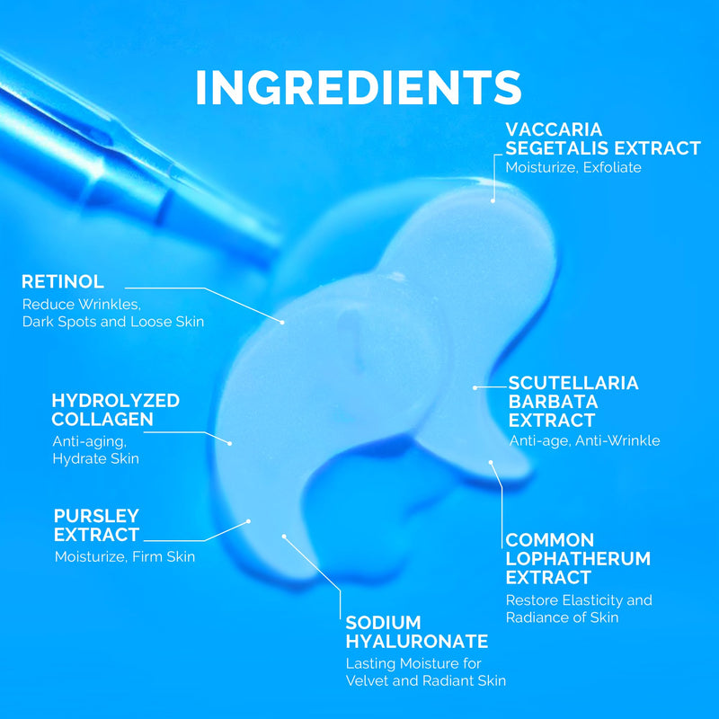 [Australia] - Enaskin Naturals Under Eye Patches for Dark Circles: 30 Pairs Retinol Collagen Eye Gels Mask - Reduce Wrinkles Puffy & Bags - Skin Treatment Pads - Anti Aging Moisturizer For Women (Blue) Blue 