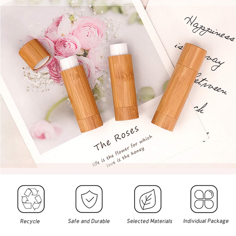 24Pcs Bamboo Empty Lipstick Tubes, AUHOKY 5.5g Refillable DIY Lip Balm Tube Containers with Clear PP Plastic Inner, Cosmetic Lipstick Lip Gloss Deodorant Case Holder For Women Girls Makeup 24Pcs, Bamboo