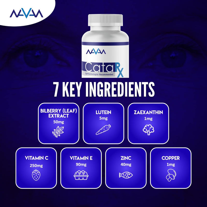 [Australia] - Navan CataRx Antioxidant AREDS 2 Eye Vitamins & Minerals Supplement for Lens Clarity & Retina Health by Clinical Experts - Lutein, Zeaxanthin, Zinc, Vitamin C, NAC - 60 Capsules 