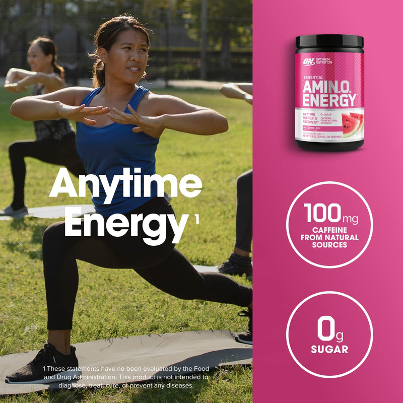 Optimum Nutrition Amino Energy - Pre Workout with Green Tea, BCAA, Amino Acids, Keto Friendly, Green Coffee Extract, Energy Powder - Watermelon, 30 Servings (Packaging May Vary) 9.5 Ounce (Pack of 1)