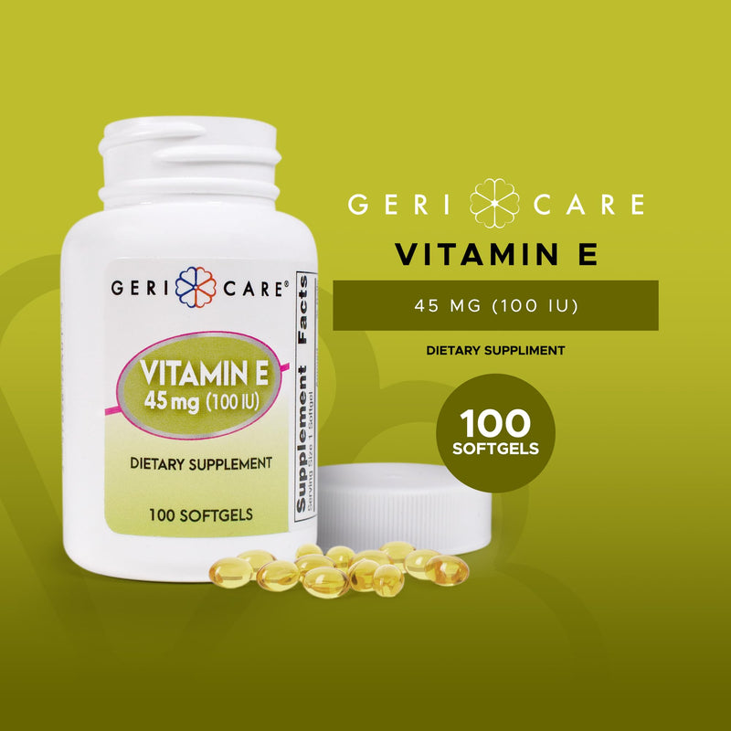 [Australia] - GeriCare High-Potency Vitamin E Capsules ‚Äì 100 IU for Skin & Immune Support, 45mg | 100 Count | Organic Vitamin E for Women and Men | Alternative to Nature Bounty & Solgar Vitamin E 100 Count (Pack of 1) Softgel - 45mg 