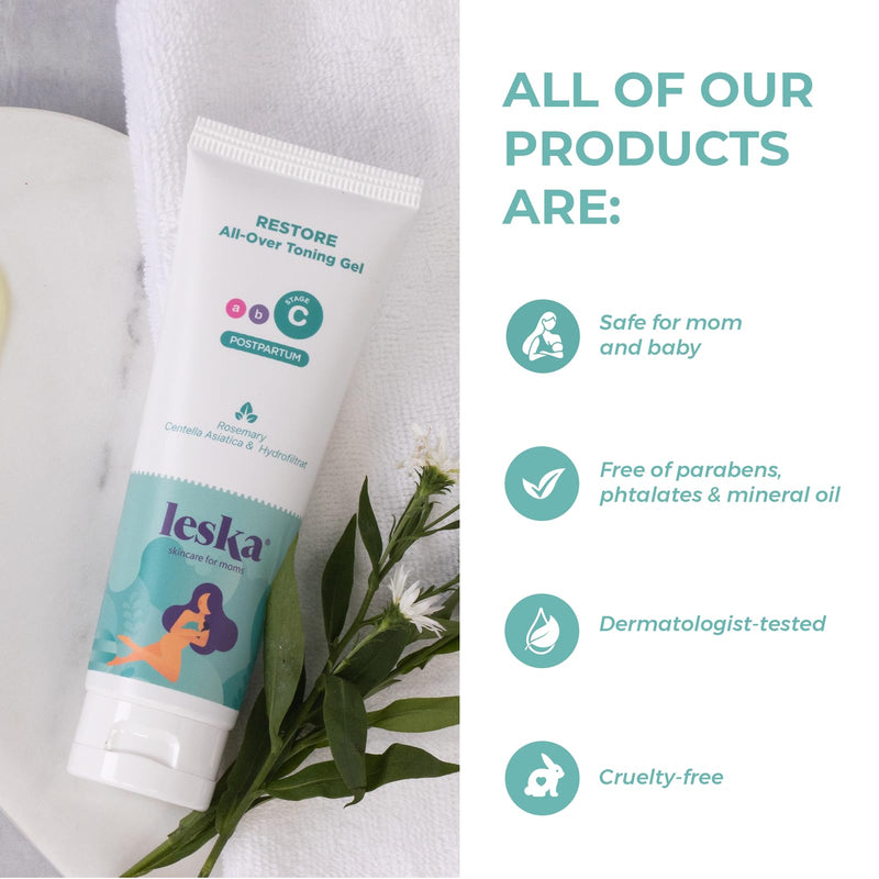 [Australia] - Leska Maternity Stage C Set 2-Pack Bundle | RESTORE All-Over Toning Gel l (Postpartum) | Part of a Complete 3-Stage Pregnancy Skincare System (Set of 2, 4oz each) Toning Gel (2-Pack) 
