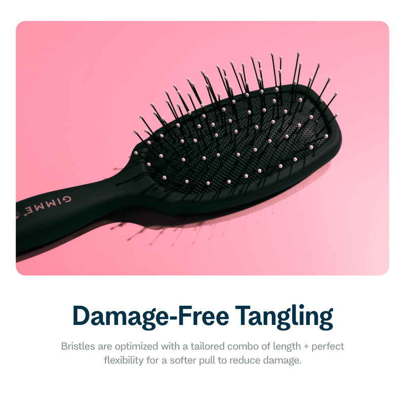 [Australia] - Gimme Hair Brush - Mini Travel Detangler Brush for Fine Hair with Anti-Static, Heat-Resistant & Flexible Nylon Bristles - Hair Tools for Women, Teens & Girls, Black Fine, Fragile and Thin Hair 