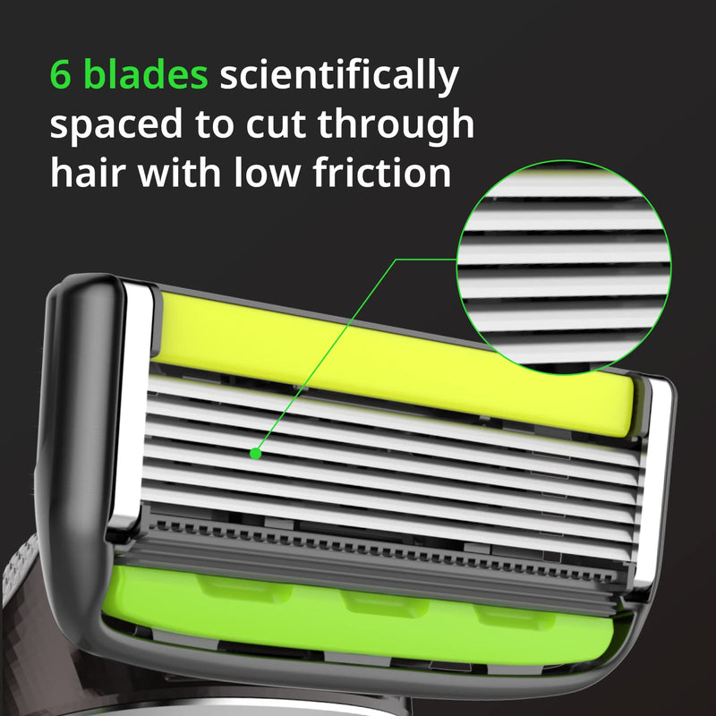 [Australia] - Dorco Pace 6 Pro - Six Blade Razor System with Trimmer - 2 Replacement Handles (Handles Only) 