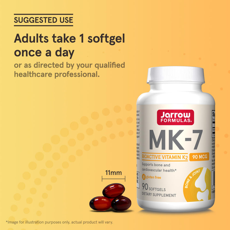 [Australia] - Jarrow Formulas MK-7 90 mcg - Bioactive Form of Vitamin K2-90 Servings (Softgels) - for Bone & Cardiovascular Health - Vitamin K2 MK-7 Dietary Supplement - K2 Vitamin Supplement MK-7 - Gluten Free 90 Count (Pack of 1) 