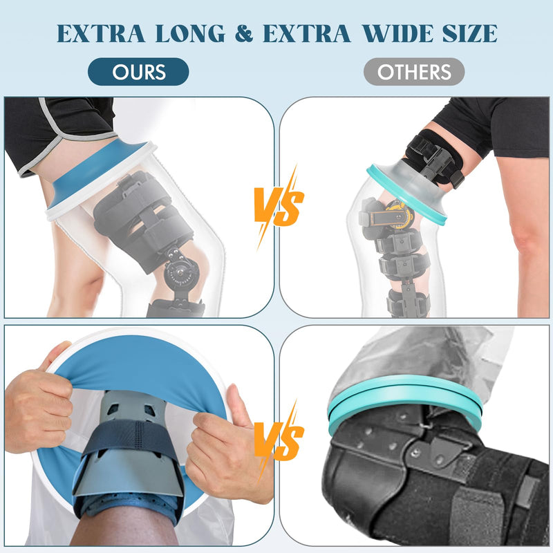 [Australia] - Waterproof Extra Wide Full Leg Cast Cover for Shower with Upgraded Non-Slip Bottom, Cast Protector for Shower after Leg Knee Surgeries, Large Cast, Knee Immobilizer/Brace, Walking Boots,Reusable New-Extra Wide Full Leg 
