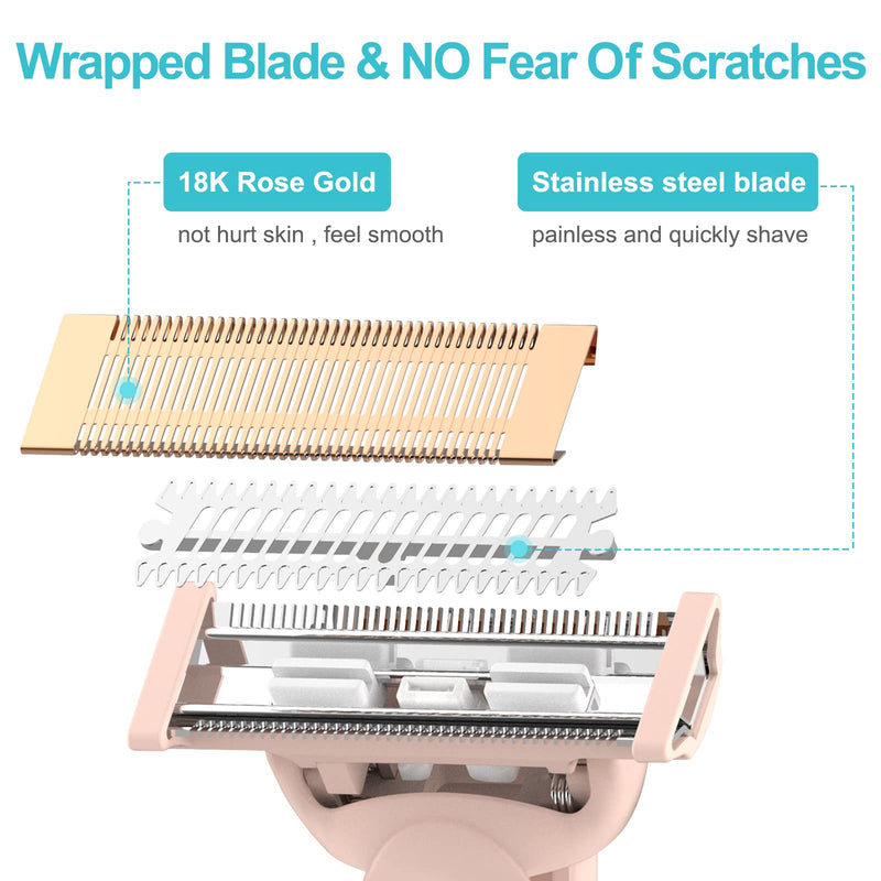 [Australia] - Razor Replacement Heads fit for Flawless nu Razor, Hair Remover Replacement Head, Rose Gold Plated Body Replacement Heads 2-PACK 