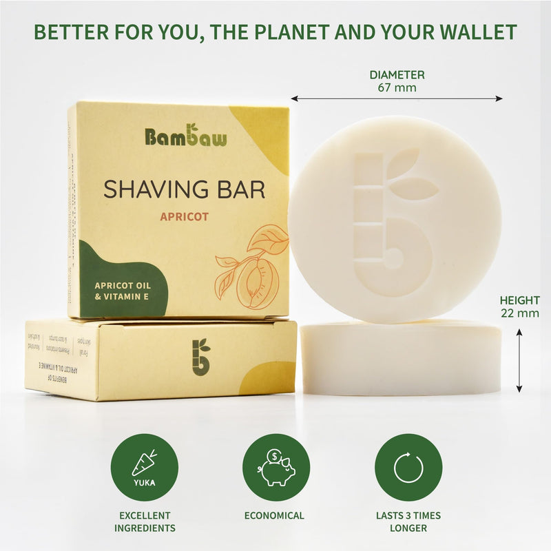 [Australia] - Bambaw | Shaving soap for women | 80g | Shaving soap with apricot oil & vitamin E | Shaving soap in one piece for all skin types | Shaving soap women | Vegan soap apricot 