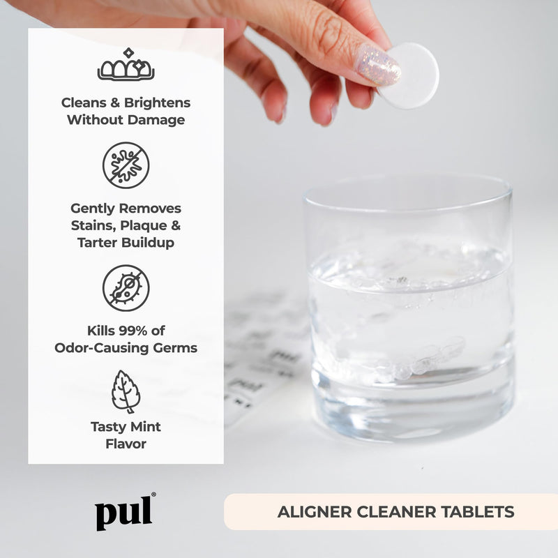 [Australia] - PUL Aligner Cleaner Tablets (Pack of 96) ‚Äì For Cleaning Invisalign, All Clear Aligners & Retainers ‚Äì Removes Odor, Stains, Plaque ‚Äì Cleans Dentures, Night & Mouth Guards, All Dental Removables 96 Count (Pack of 1) 