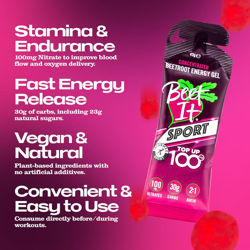 Beet It Sport Concentrated Beetroot Energy Gel, Long Lasting Effect, Running Gels (12 x 43g) 43g (Pack of 12)