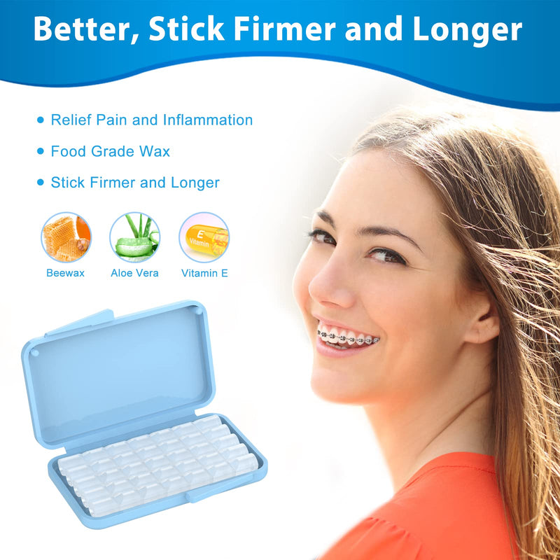 [Australia] - Braces Wax Precut, 10 Pack 50 Strips 350+ Perfect Size Dots,Includes Separate Cases,Big Storage Box & 2 Removal Tools, Food-Grade Premium Dental Wax- Stick Better(Unscented/Mint+Aloe Vera+Vitamin E) 