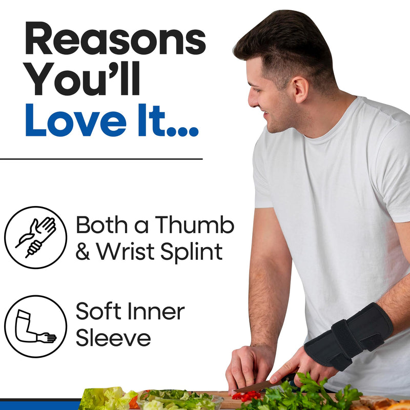 Thumb Splint & Wrist Brace | Carpal Tunnel Wrist Splint with Trigger Thumb Brace Spica | Stabilizer & Support For Tendonitis Pain, Arthritis, CMC, Tenosynovitis, De Quervain Women Men SM/MED RIGHT HAND SMALL/MEDIUM