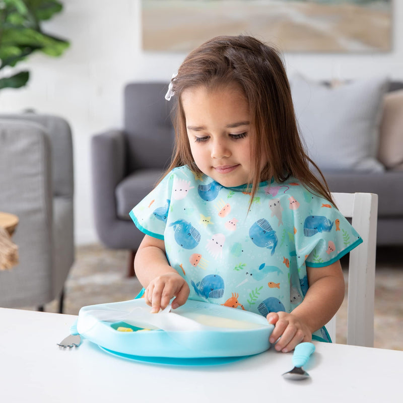 [Australia] - Bumkins Bibs, Baby and Toddler Bibs, Bibs for Girls and Boys, Large for 1-3 Years, Short Sleeve Waterproof Bib for Kids Bumkins C3 Ocean Life 