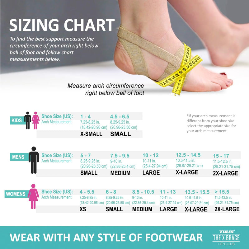 Tuli's X Brace Plus, Arch Support Brace and Compression with Added Strap for Sever's Disease, Plantar Fasciitis, and Heel Pain, 1 Pair, Medium Medium (1 Pair)