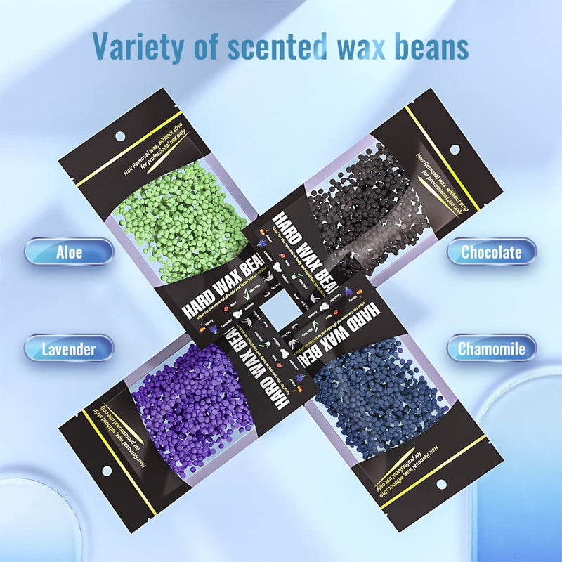 [Australia] - CITHOT Waxing Set LCD, Wax Hair Removal 4 Wax Beans 20 Wooden Spatulas, Wax Warmer Hair Removal at Home 1.25 kg (Pack of 1) Black 