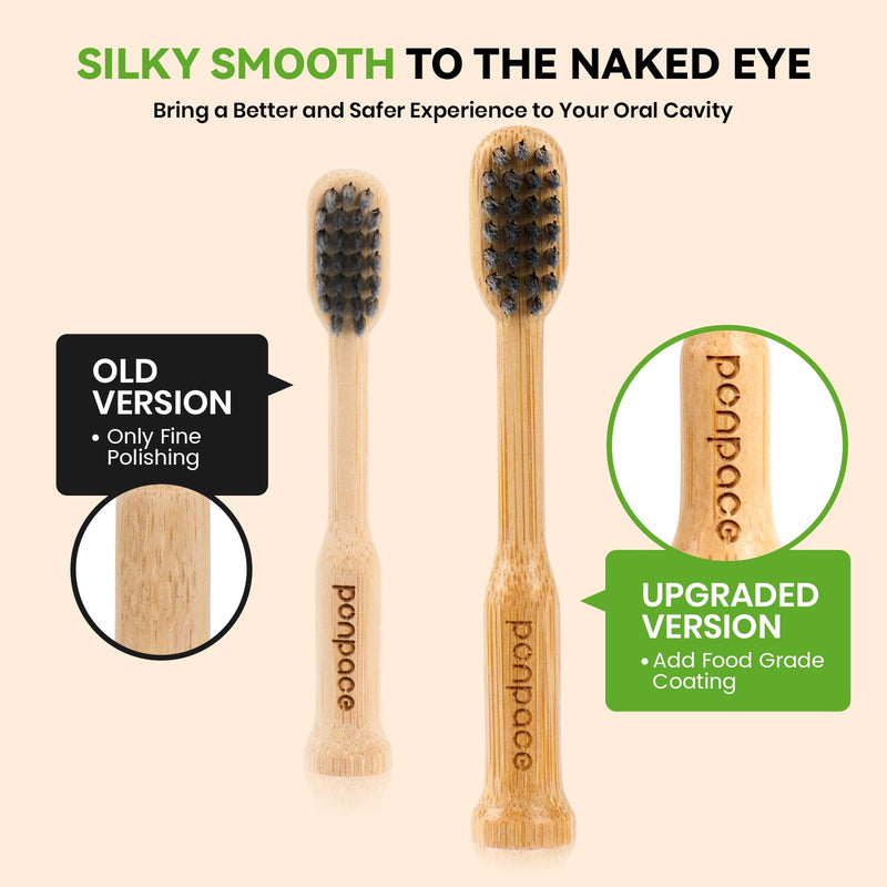 Bamboo Toothbrush Heads Compatible with Laifen, Soft Charcoal Infused Bristles, Whitening & Deep Cleaning