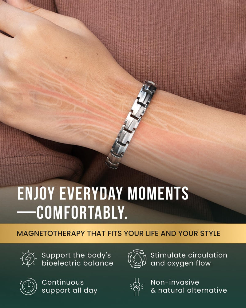 [Australia] - MagnetRX¬Æ Magnetic Bracelets for Women - EllipseMAX 5X Strength 5,000 Gauss Magnets - Designed in USA & PATENT PENDING - Premium Titanium Womens Magnetic Bracelet & Adjustable Length (Silver) Silver 5X Strength - EllipseMAX (5,000 Gauss) 