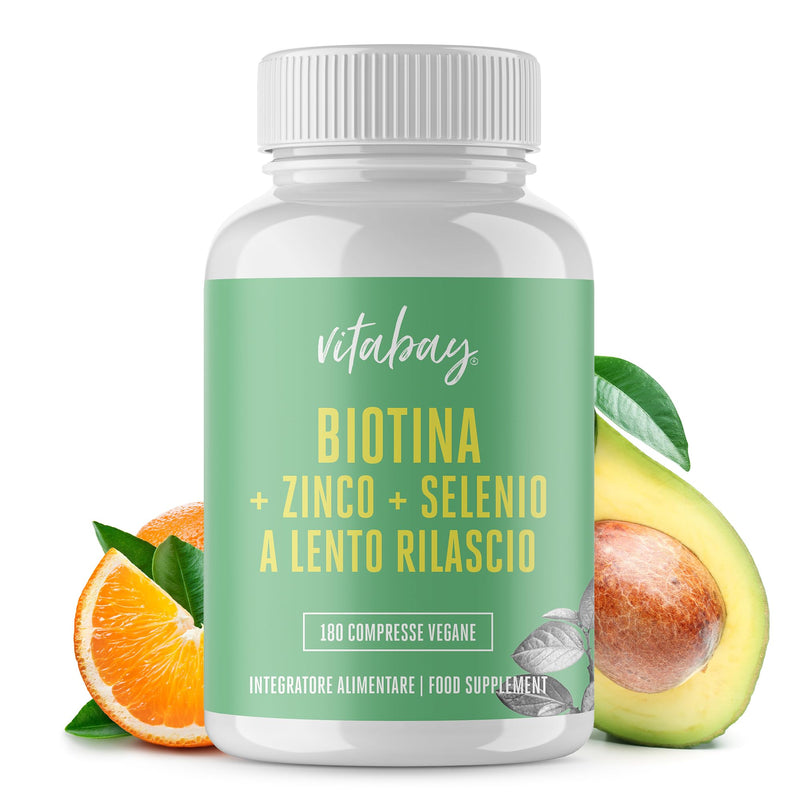 Biotin 10000 mcg Complex – 180 Vegan Tablets – Time Released – with Zinc Bisglycinate 10 mg & Selenium 110 mcg – High Strength – Skin Hair Nails – Laboratory Tested – 6 Month Supply