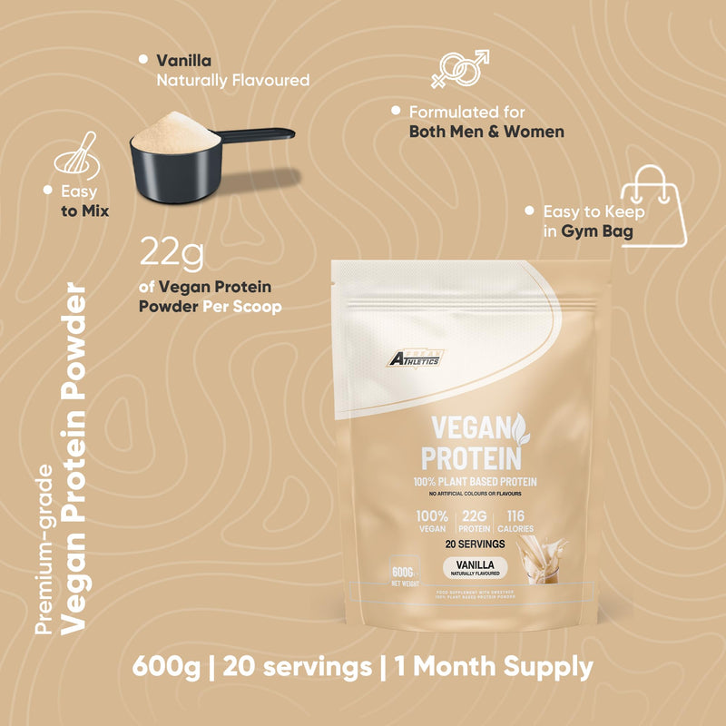Freak Athletics Vegan Protein Powders - Plant Based Vegan Protein Powder 600g Soy Free Protein Powder (Vanilla)