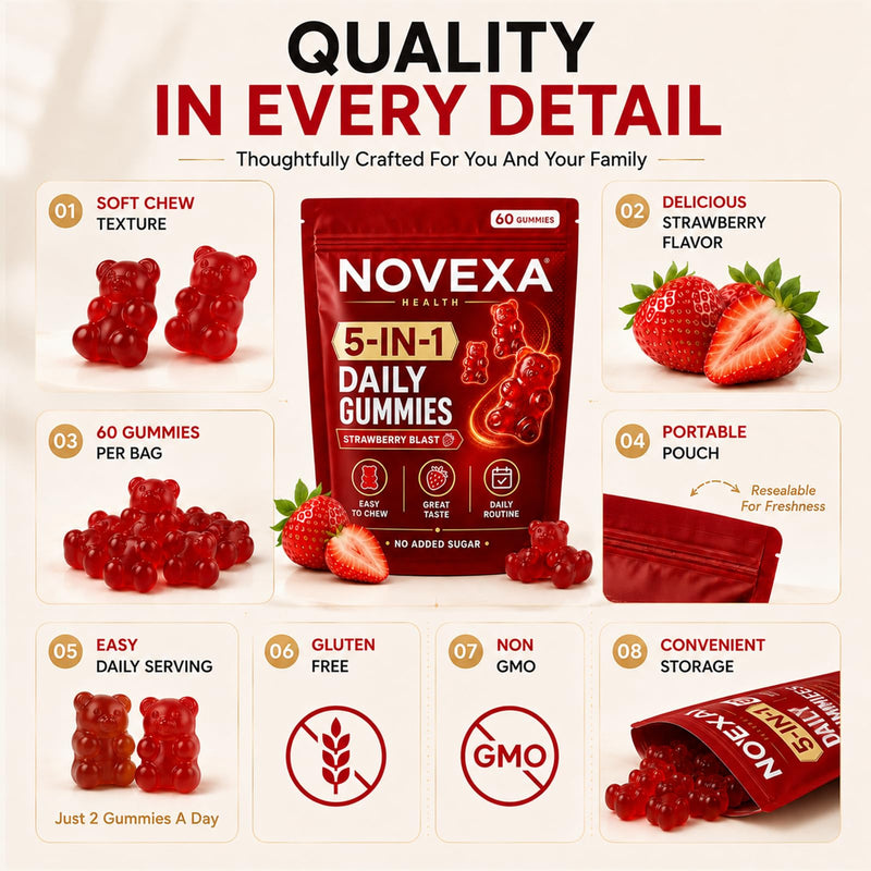 Growth Gummies, Strawberry Flavor, 60 Count (1) 60 Count (Pack of 1)