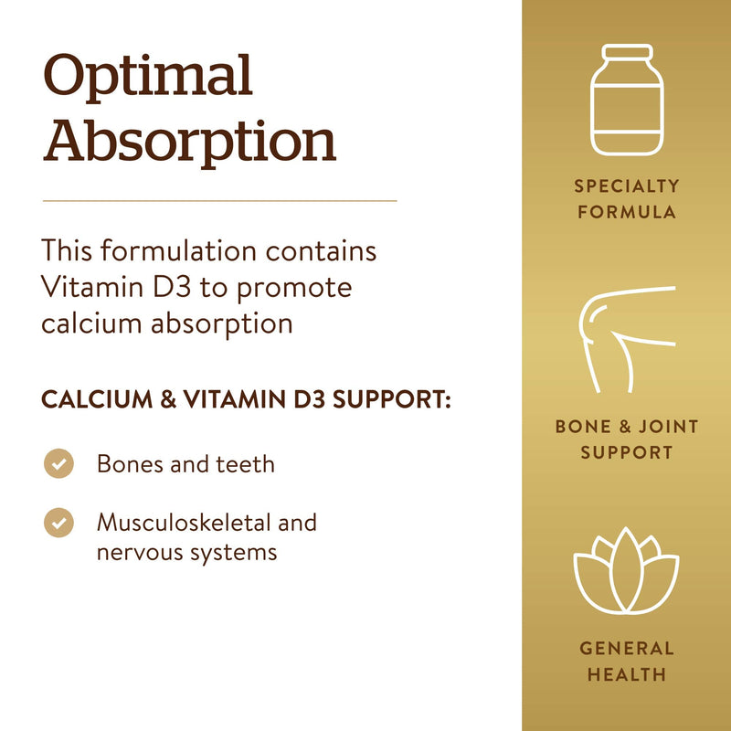 Solgar Calcium Citrate with Vitamin D3, 240 Tablets - 60 Servings | Promotes Healthy Bones & Teeth, Supports Musculoskeletal & Nervous Systems, Non-GMO, Gluten-Free, Dairy Free, Kosher