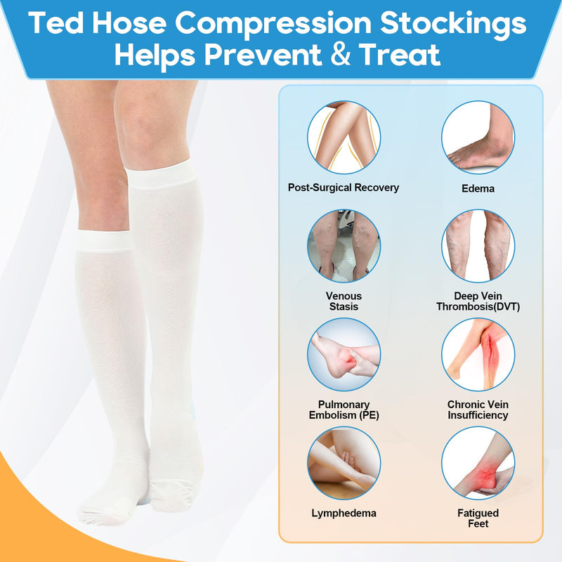 [Australia] - 2Pairs Ted Hose Compression Stockings for Women and Men, Anti Embolism Compression Stockings, Surgical Compression Stocking, 15-20 mmHg Compression TED Hose with Inspect Toe Hole XXL Knee High 