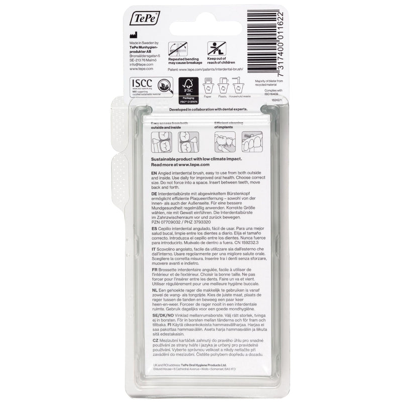 [Australia] - TEPE Angle interdental brushes green (ISO size 5: 0.8 mm) / Controlled cleaning of the spaces between teeth even in hard-to-reach places / 1 x 6 Angle interdental brushes 
