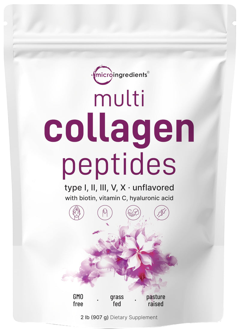 Micro Ingredients 8-in-1 Multi Collagen Powder & Women’s Probiotics 100 Billion CFU Veggie Capsules | 2 Pack | Hydrolyzed Peptides + Hyaluronic Acid & Vitamin C | 40 Strains + Cranberry & D-Mannose
