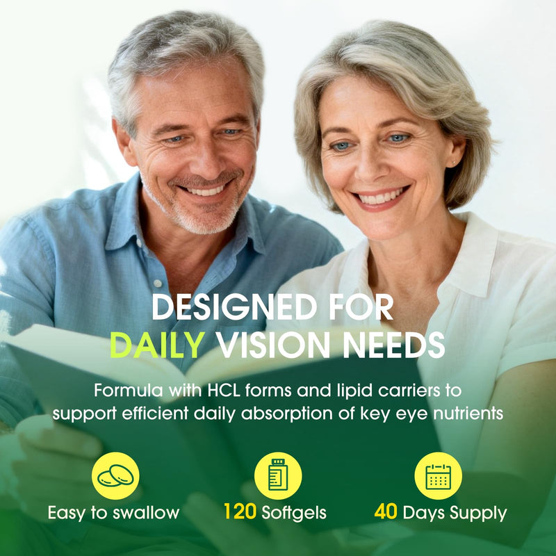 37 in 1 Eye Vitamins with Lutein and Zeaxanthin Supplement, AREDS 2 Inspired Eye Supplement with CoQ10, Omega-3, Minerals Eye Health Support for Adults & Seniors, Daily Vision Supplement, 120 Softgels 120 Count (Pack of 1)