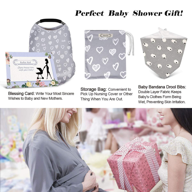 [Australia] - Baby Nursing Cover & Nursing Poncho - Multi Use Cover for Baby Car Seat Canopy, Shopping Cart Cover, Stroller Cover, 360° Full Privacy Breastfeeding Coverage Heart-shaped 