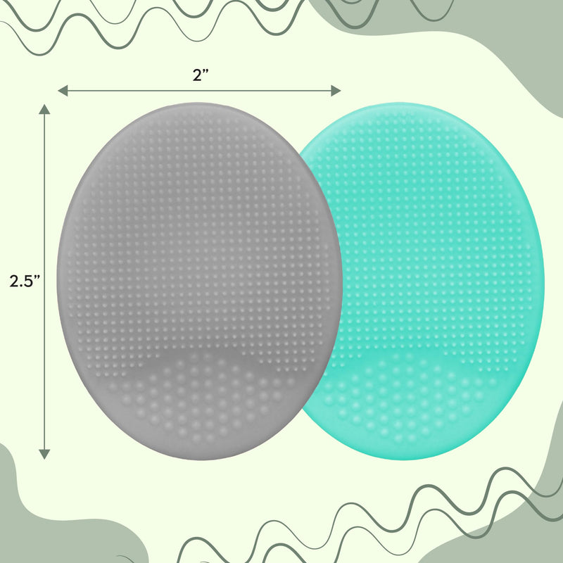 [Australia] - S&T INC. Exfoliating and Massaging Cradle Cap Bath Brushes for Baby, Silicone - 2 Inch x 2.5 Inch, Grey and Teal, 2 Pack 